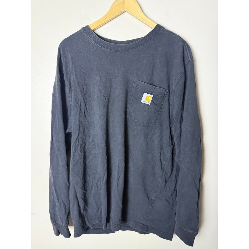Carhartt Loose Fit Long Sleeve Pocket T-Shirt Mens M Solid Black